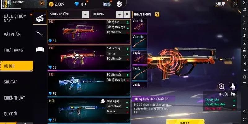 Chỉ số súng free fire cần nắm rõ